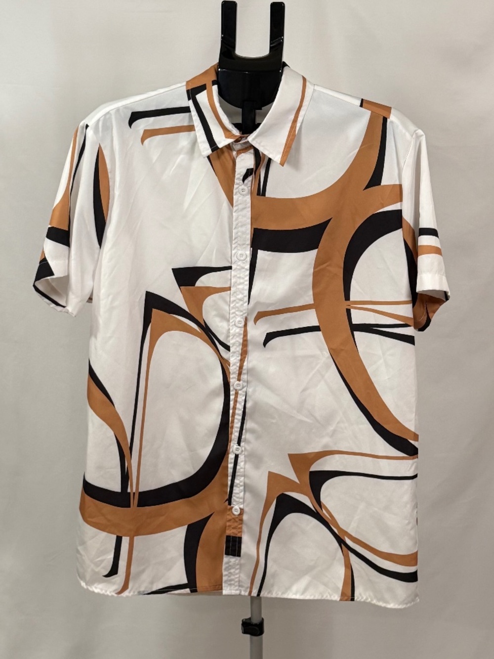 ROMWE XL Abstract Geometric Retro Button Up Shirt